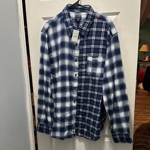 J. Crew Blue and White Plaid Casual Button Down Shirt